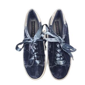 Steven by Steve Madden Velet Platform Sneakers Blue Gray Size 8